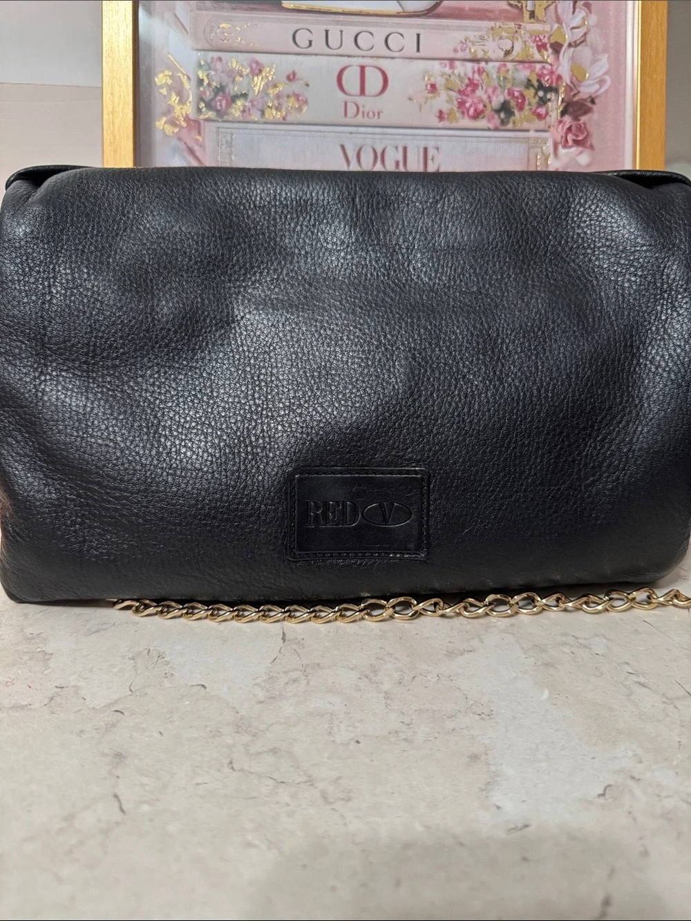 Valentino Red Black  leather Bow Chain-Shoulder Bag/Clutch - Picture 2 of 5